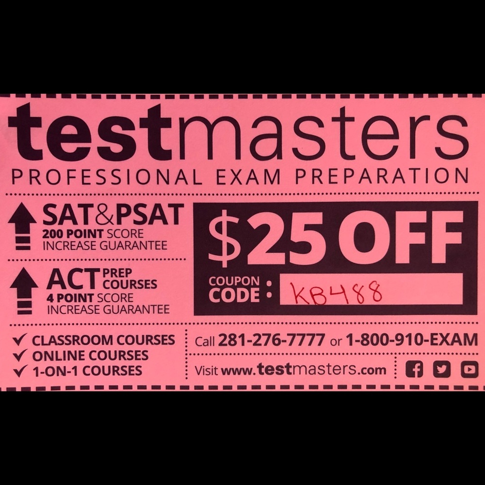 Not For Sale $25 off Testmasters